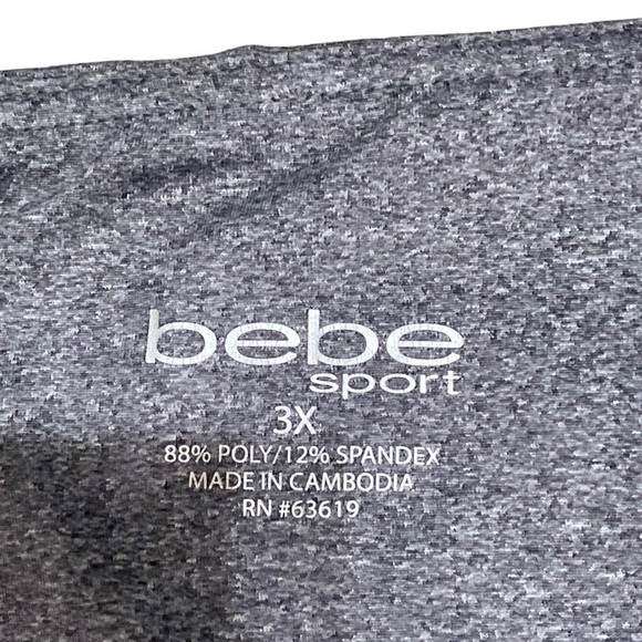 Women’s BeBe Plus Size 3X Side Tape Color Block Capri Leggings Grey/Blac… - Picture 2 of 9